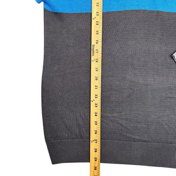 AT&T Sweater 1/4 Quarter Zip Mens Large L Gray Blue Mock Neck Shirt Crest Logo - Picture 9 of 11